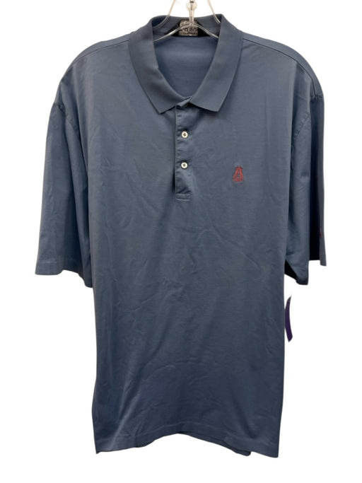 Polo Golf Size L Blue Cotton Solid Polo Men's Short Sleeve Blue / L