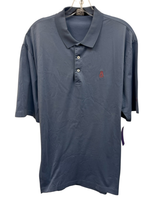 Polo Golf Size L Blue Cotton Solid Polo Men's Short Sleeve Blue / L