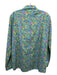 Ann Mashburn Size L Blue & Multi Cotton Long Sleeve Floral Collared Top Blue & Multi / L