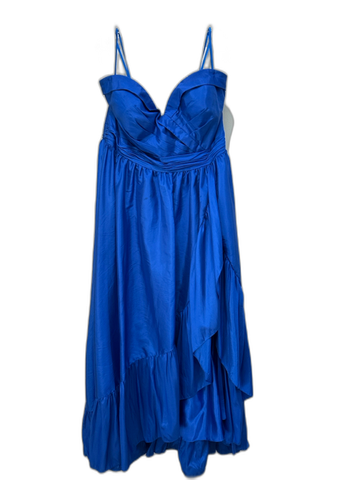 Mac Duggal Size 20 Blue Polyester Strapless Gathered Bodice Wrap Gown Blue / 20