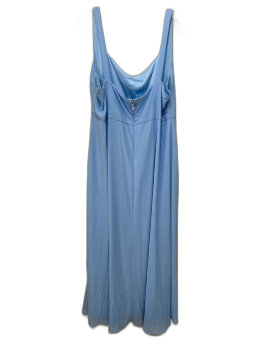 Lulus Size 3X Sky Blue Polyester Side Slit Square Neck column Gown Sky Blue / 3X