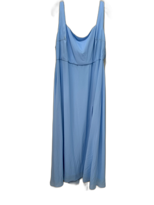Lulus Size 3X Sky Blue Polyester Side Slit Square Neck column Gown Sky Blue / 3X