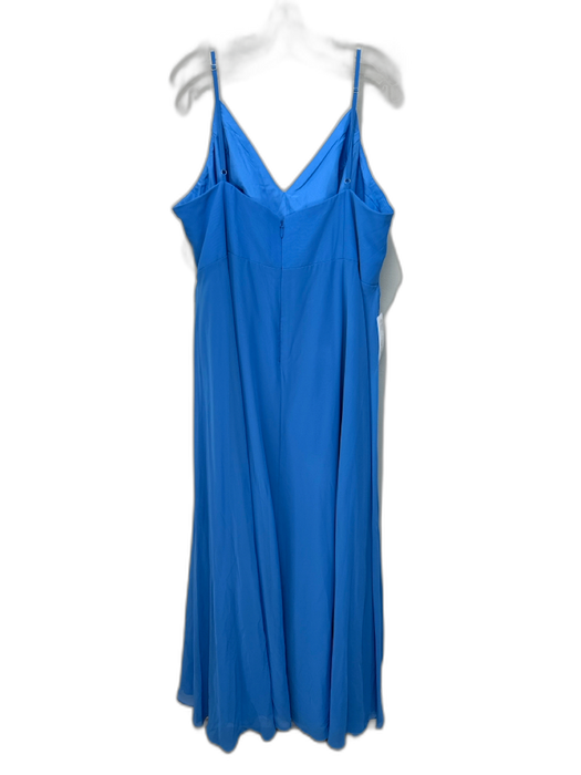 Azazie Size 24 Blue Polyester Flounce Gathered Bodice Spaghetti Strap Gown Blue / 24