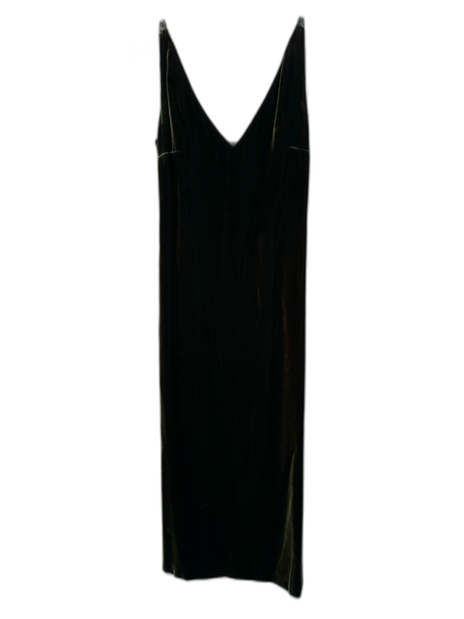 Linda Allard Ellen Tracy Size 4 Olive Green Acetate Blend Velvet V Neck Gown Olive Green / 4