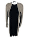 Aqua Size 6 Black & Cream Polyester Blend Beaded Long Sleeve Above knee Dress Black & Cream / 6