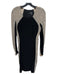 Aqua Size 6 Black & Cream Polyester Blend Beaded Long Sleeve Above knee Dress Black & Cream / 6