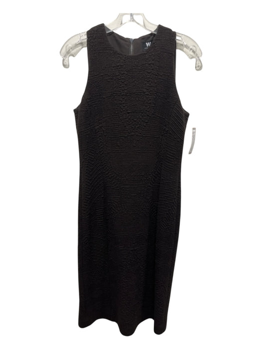 W by Worth Size S Deep Brown Acrylic Blend Sleeveless Zip Back Textured Dress Deep Brown / S
