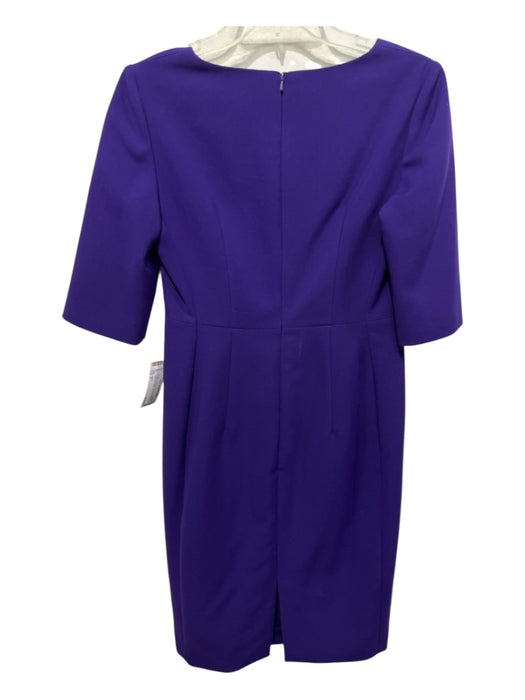 Hobbs Size 6 Purple Polyester 1/2 Sleeve Zip Back Back Slit V Neck Dress Purple / 6