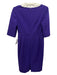 Hobbs Size 6 Purple Polyester 1/2 Sleeve Zip Back Back Slit V Neck Dress Purple / 6