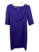 Hobbs Size 6 Purple Polyester 1/2 Sleeve Zip Back Back Slit V Neck Dress Purple / 6