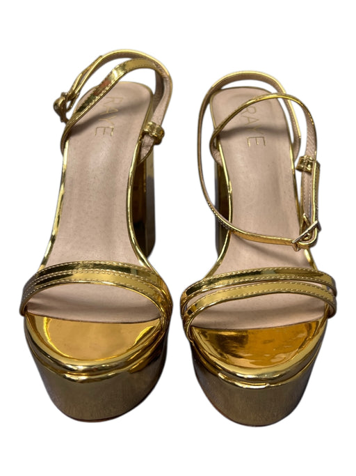 Raye Shoe Size 6.5 Gold Manmade Material Leather Sole Open Toe & Heel Heels Gold / 6.5