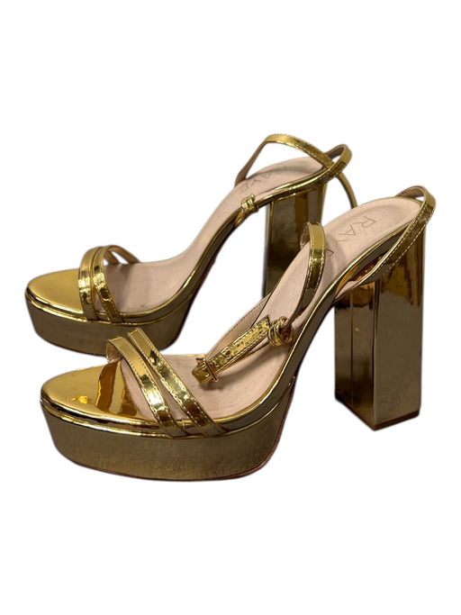 Raye Shoe Size 6.5 Gold Manmade Material Leather Sole Open Toe & Heel Heels Gold / 6.5