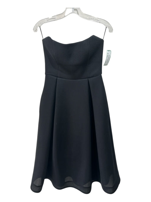 Nicholas Size Small Black Polyester Blend Strapless Mesh Overlay Pleated Dress Black / Small