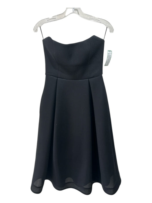 Nicholas Size Small Black Polyester Blend Strapless Mesh Overlay Pleated Dress Black / Small