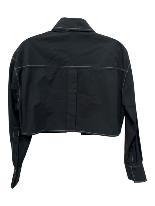 Dissh Size 2 Black & White Cotton Long Sleeve Contrast Stiching Cropped Top Black & White / 2