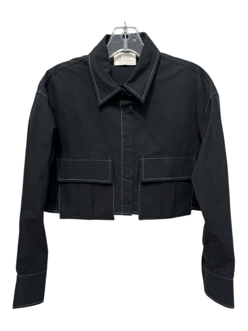 Dissh Size 2 Black & White Cotton Long Sleeve Contrast Stiching Cropped Top Black & White / 2