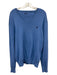 Polo Size Est M Blue Cotton Solid V Neck Men's Sweater Blue / Est M