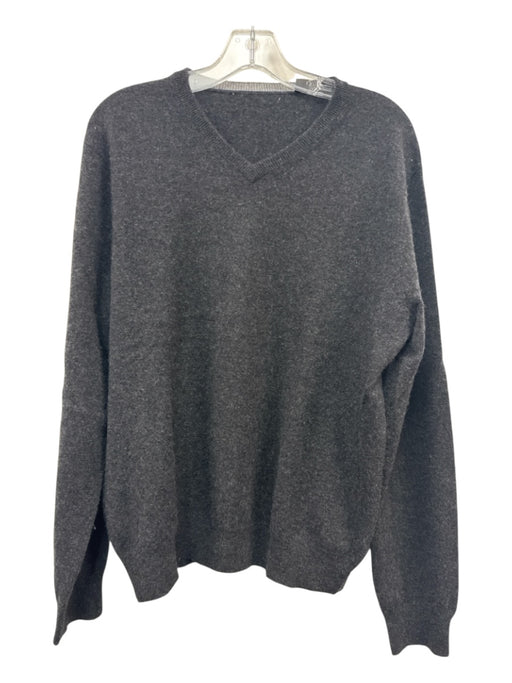 No Brand Size XL Gray Cashmere Solid V Neck Men's Sweater Gray / XL