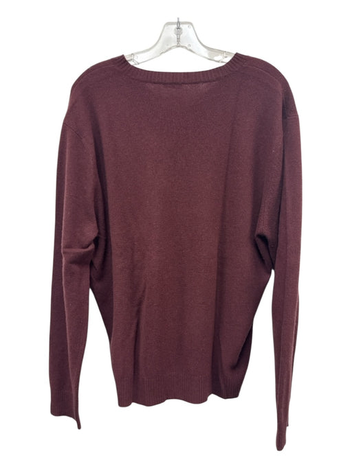 Magaschoni Size XL Red Cashmere Solid V Neck Men's Sweater Red / XL
