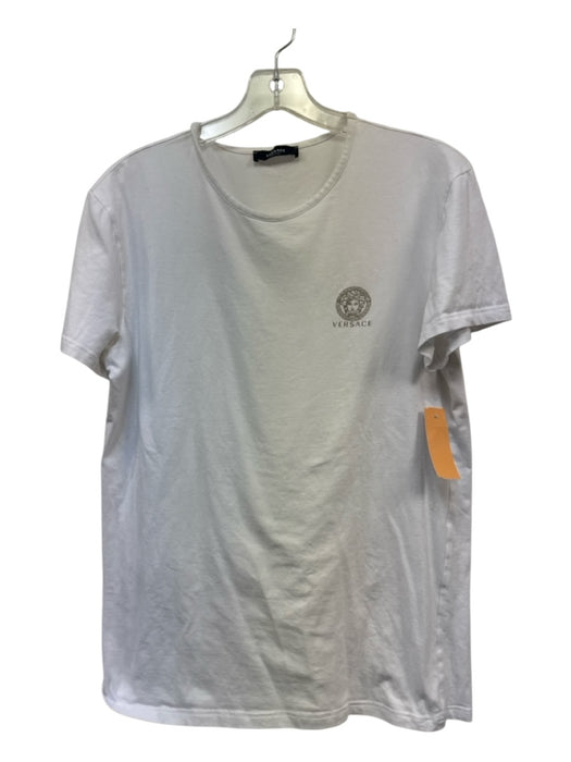 Versace Size Est XL White Cotton Solid T shirt Crew Men's Short Sleeve White / Est XL