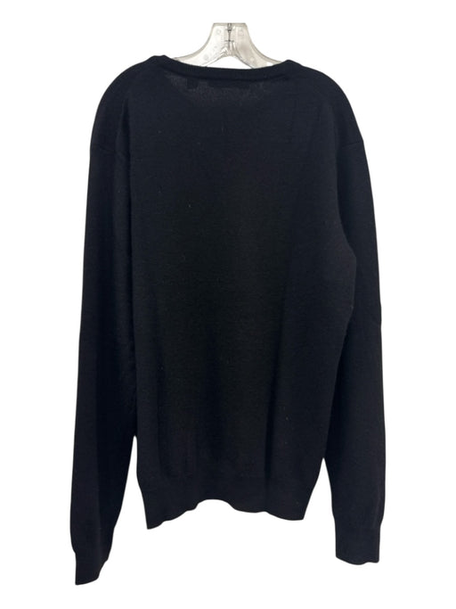 Saks Fifth Ave Size XL Black Cashmere Solid V Neck Men's Sweater Black / XL