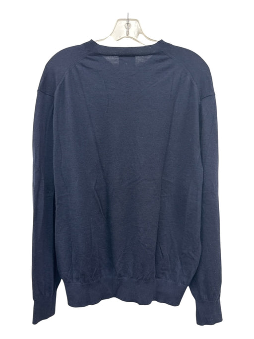 J Hilburn Size XL Navy Cashmere Solid V Neck Men's Sweater Navy / XL