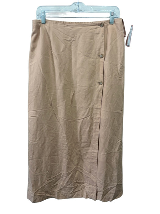 Uni Q Lo Size Medium Tan Beige Rayon Blend Below the Knee Button Skirt Tan Beige / Medium