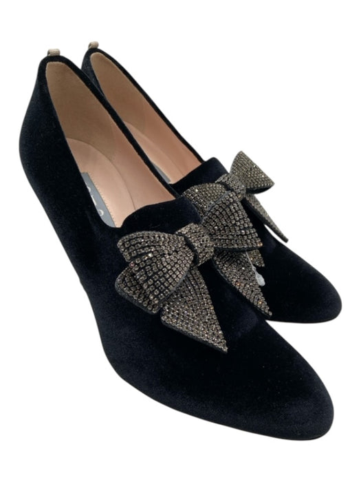 SJP by Sarah Jessica Parker Shoe Size 40 Black & Silver Leather Velvet Booties Black & Silver / 40