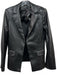 Alice + Olivia Classics Size 8 Black PU leather Blazer Flap Pocket Jacket Black / 8