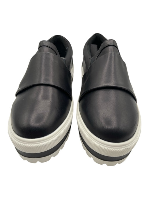 Anne Fontaine Shoe Size 40 Black & White Leather strap Stretch Panels Sneakers Black & White / 40