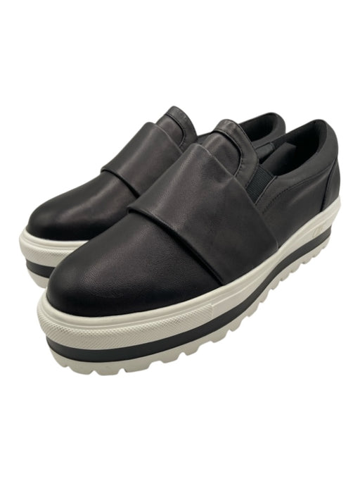 Anne Fontaine Shoe Size 40 Black & White Leather strap Stretch Panels Sneakers Black & White / 40