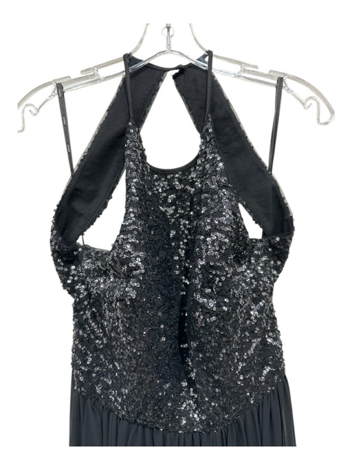 Vera Wang Dress Size 10 Black Polyester Open Back Sequined Sleeveless Gown Black / 10