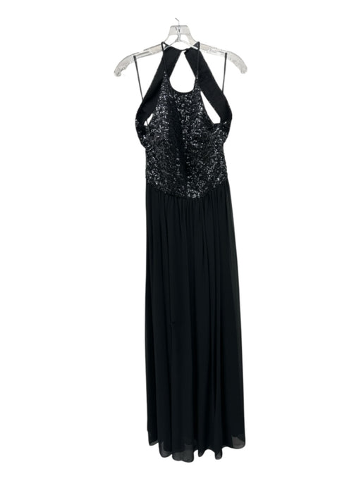 Vera Wang Dress Size 10 Black Polyester Open Back Sequined Sleeveless Gown Black / 10