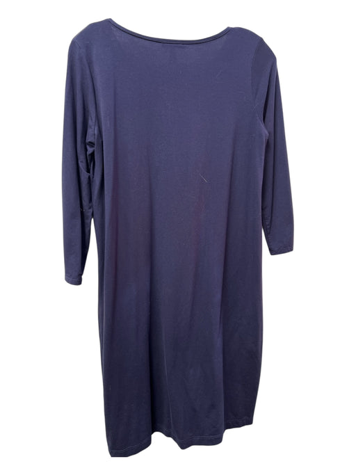 Eileen Fisher Size S/P Navy Tencel Blend Round Neck 3/4 Sleeve Knee Length Dress Navy / S/P