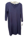 Eileen Fisher Size S/P Navy Tencel Blend Round Neck 3/4 Sleeve Knee Length Dress Navy / S/P