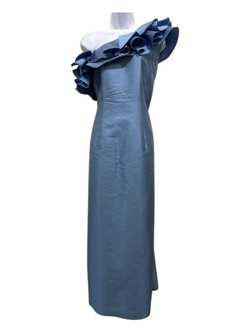 Gramercy Size M/L Light Blue Polyester One Shoulder Ruffle Detail Gown Light Blue / M/L
