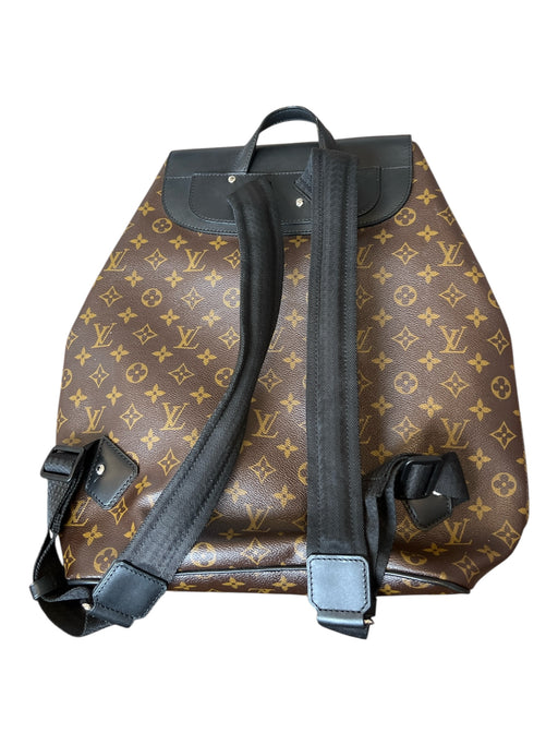 Louis Vuitton Black & Brown Coated Canvas Leather Monogram SHW Men's Backpack Black & Brown