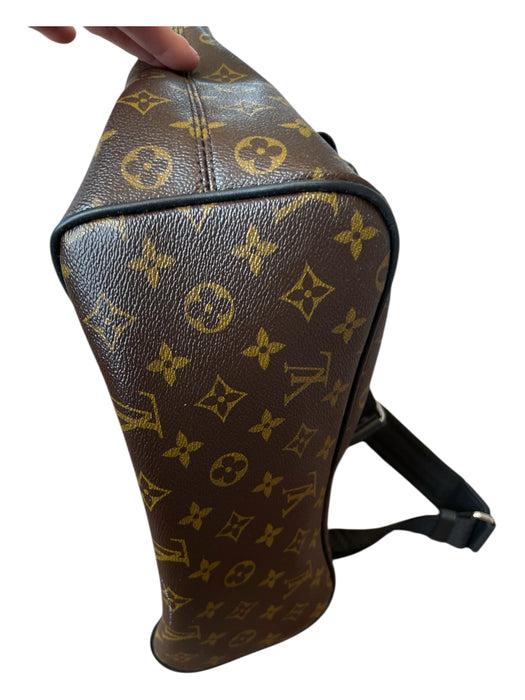Louis Vuitton Black & Brown Coated Canvas Leather Monogram SHW Men's Backpack Black & Brown