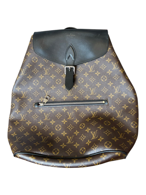 Louis Vuitton Black & Brown Coated Canvas Leather Monogram SHW Men's Backpack Black & Brown