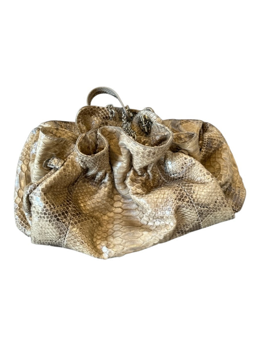 Christian Dior Taupe Python Top Handles Chain Top Handles Flat Bottom Bag Taupe / M