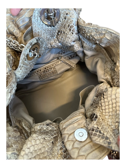 Christian Dior Taupe Python Top Handles Chain Top Handles Flat Bottom Bag Taupe / M