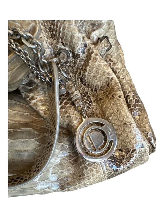 Christian Dior Taupe Python Top Handles Chain Top Handles Flat Bottom Bag Taupe / M