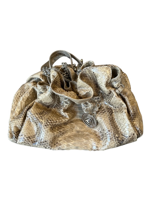 Christian Dior Taupe Python Top Handles Chain Top Handles Flat Bottom Bag Taupe / M