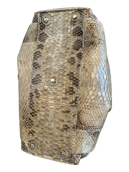 Christian Dior Taupe Python Top Handles Chain Top Handles Flat Bottom Bag Taupe / M