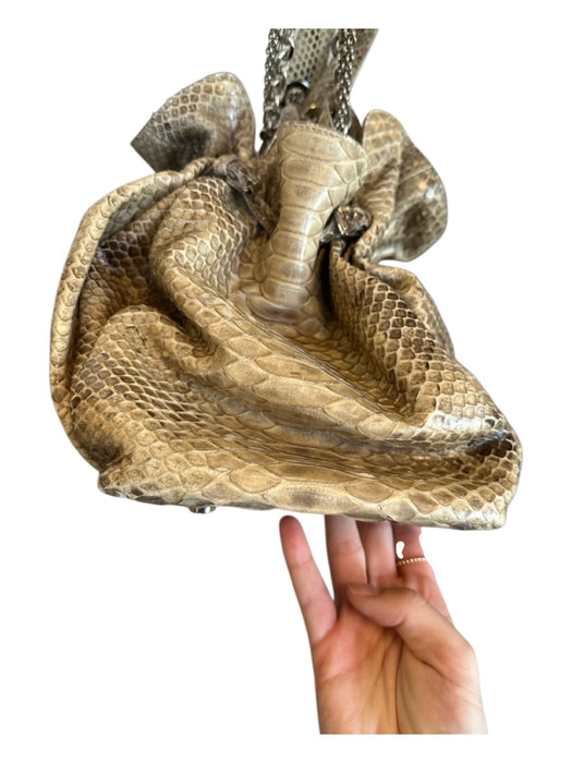 Christian Dior Taupe Python Top Handles Chain Top Handles Flat Bottom Bag Taupe / M