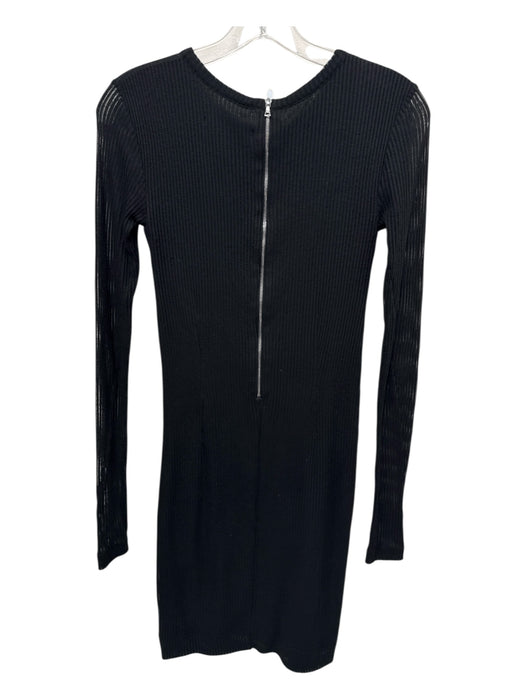 Rag & Bone Size XS Black Cotton Blend Sheer Sleeves Vertical Stripes Dress Black / XS