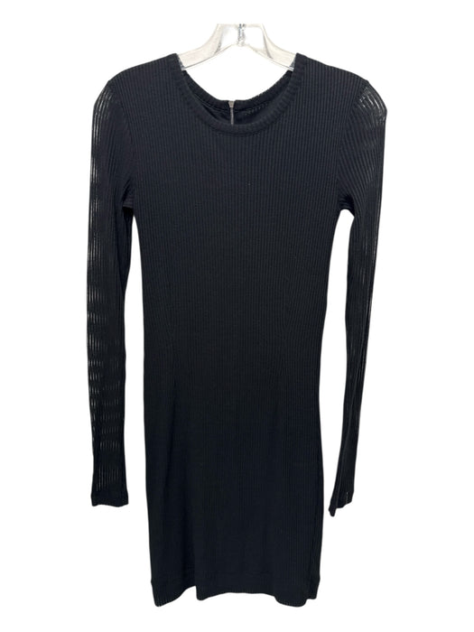 Rag & Bone Size XS Black Cotton Blend Sheer Sleeves Vertical Stripes Dress Black / XS
