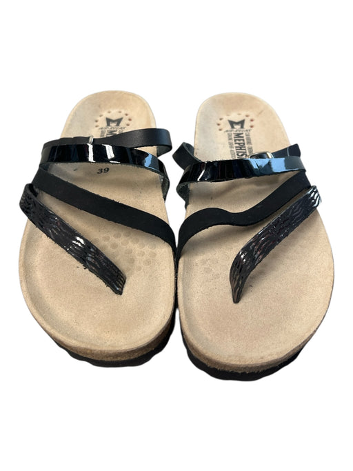 Mephisto Shoe Size 39 Black & Brown Leather Thong Strap Strappy Flat Shoes Black & Brown / 39
