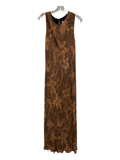 Tessuto Size M Brown Rayon Round Neck Sleeve Application pull over Dress Brown / M