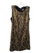 Vince Camuto Size 8 Black & Gold Polyester Round Neck Sleeveless Back Zip Dress Black & Gold / 8